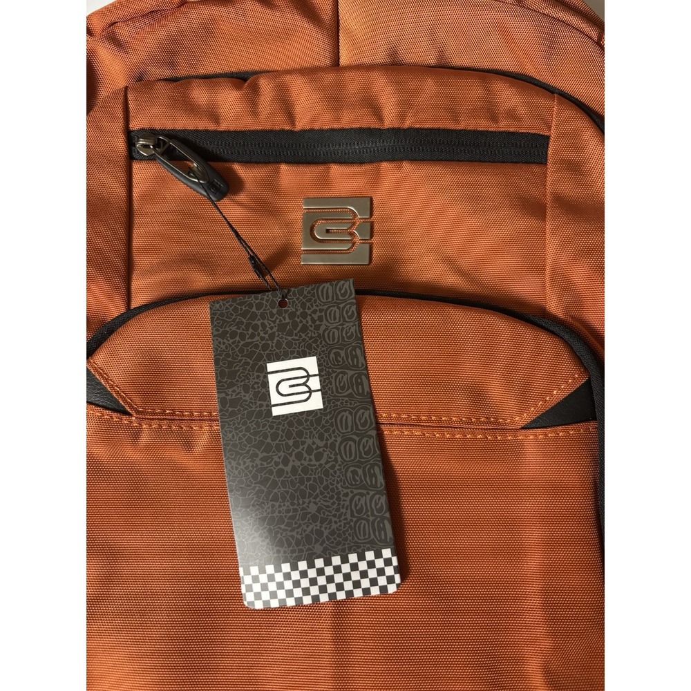 Orange Backpack 18" Laptop Bruno Cavalli USB Charging Port Nylon New With Tags - Picture 3 of 6
